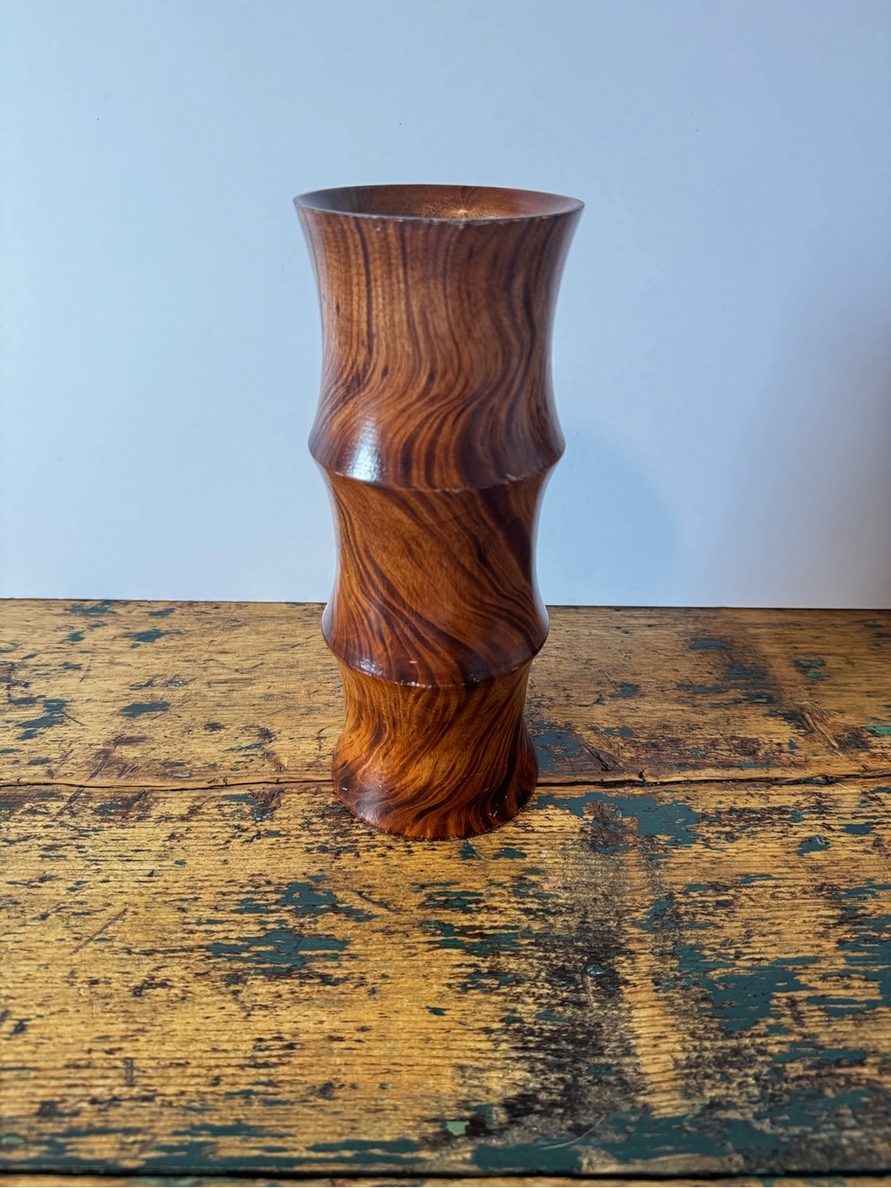 Handcrafted Brown Mango Wood Decorative Vase - Rustic Home Accent